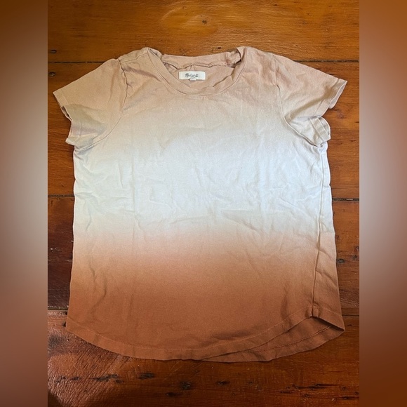 Madewell ombré style short sleeve shirt cotton brown tan cream size small - Picture 1 of 5